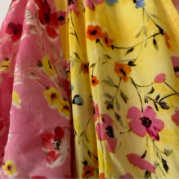 Never Fully Dressed yellow and pink floral midi wrap dress, size 10 - Picture 4 of 6